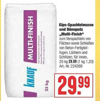 Hellweg Knauf Gips-spachtelmasse Und Dünnputz „multi-finish” Angebot