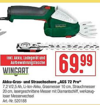 Hellweg Wingart Akku-gras- Und Strauchschere „ags 72 Pro” Angebot