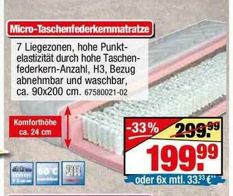 SB Lagerkauf Micro-taschenfederkernmatratze Angebot