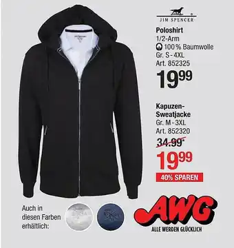 AWG Mode Jim spencer poloshirt oder kapuzen-sweatjacke Angebot