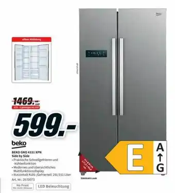 MediaMarkt Beko gno4331xpn side-by-side Angebot