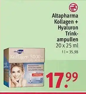 Rossmann Altapharma kollagen + hyaluron trinkampullen Angebot