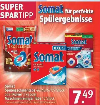 Rossmann Somat spülmaschinentabs oder pulver oder maschinenreiniger tabs Angebot