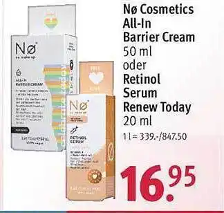 Rossmann Nø cosmetics all-in barrier cream oder retinol serum renew today Angebot