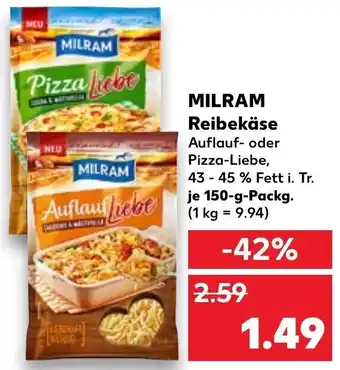 Kaufland Milram Reibekäse 150 g Packg. Angebot