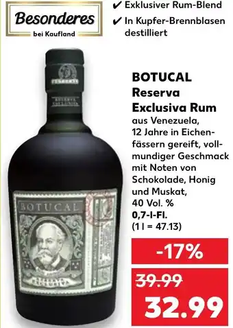 Kaufland Botucal Reserva Exclusiva Rum 0,7 L-Fl. Angebot