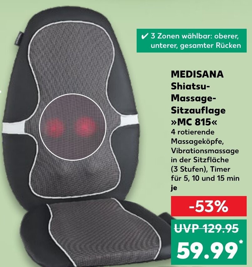 Medisana Shiatsu Massage Sitzauflage MC 815 Angebot bei Kaufland