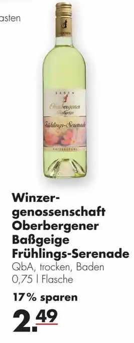 Handelshof Winzergenossenschaft Oberbergener Baßgeige Frühlings Serenade 0,75L Angebot