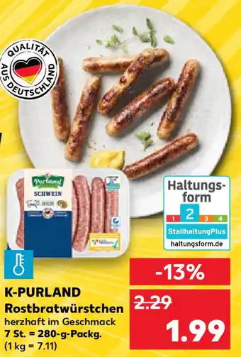 Kaufland K-Purland Rostbratwürstchen 280 g Packg. Angebot