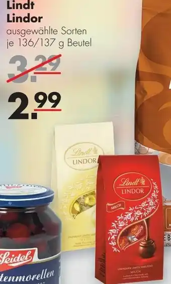 Handelshof Lindt Lindor 136/137g Beutel Angebot