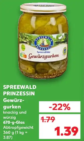 Kaufland Spreewald Prinzessin Gewürzgurken 670 g Glas Angebot