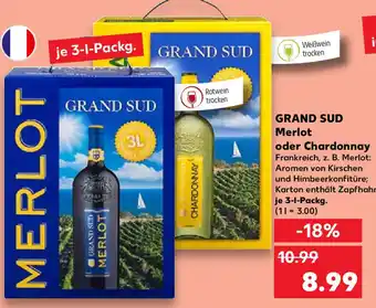 Kaufland Grand Sud Merlot oder Chardonnay 3 L Packg. Angebot