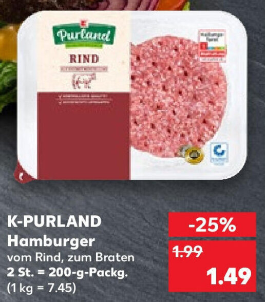 KPurland Hamburger 200 g Packg. Angebot bei Kaufland