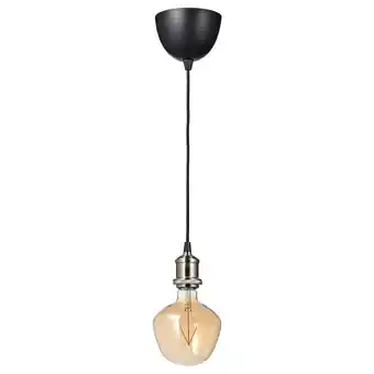 IKEA Jällby / molnart lampenaufhängung +led-leuchtmittel vernickelt/glockenform klarglas braun Angebot