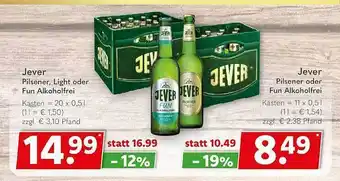 Getränkeland Jever pilsener, light oder fun alkoholfrei Angebot