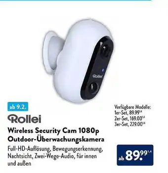 Aldi Nord Rollei wireless security cam 1080p outdoor-überwachungskamera Angebot