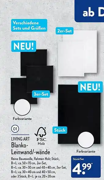 Aldi Nord Living art blanko-leinwand oder -wände Angebot