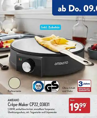 Aldi Nord Ambiano crêpe-maker cp22-03831 Angebot