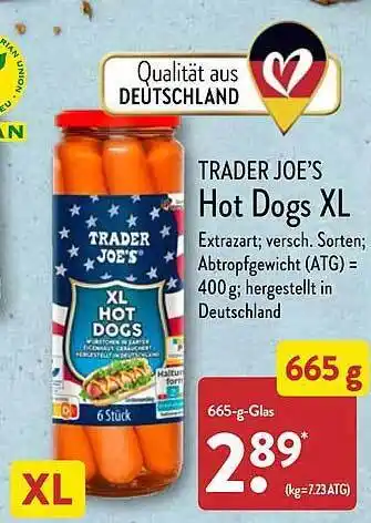 Aldi Nord Trader joe's hot dogs xl Angebot