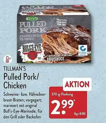 Aldi Nord Tillman's pulled pork oder chicken Angebot