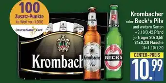 E-Center Krombacher oder beck's pils Angebot