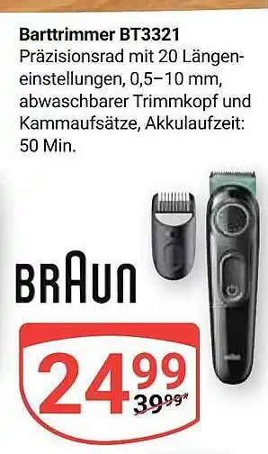 Globus Braun barttrimmer bt3321 Angebot