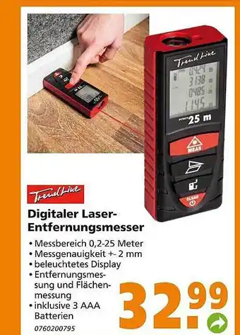Globus Baumarkt Trendline digitaler laser-entfernungsmesser Angebot