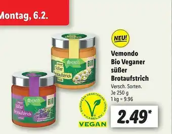 Lidl Vemondo bio veganer süßer brotaufstrich Angebot