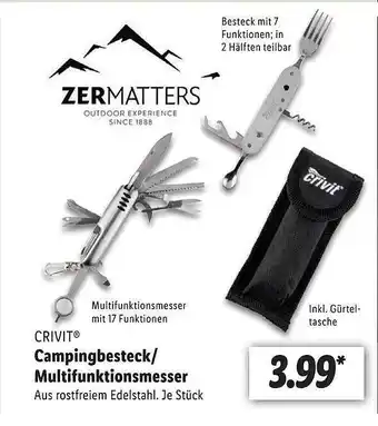 Lidl Crivit campingbesteck oder multifunktionsmesser Angebot