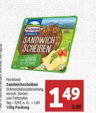 Marktkauf Hochland sandwichscheiben Angebot