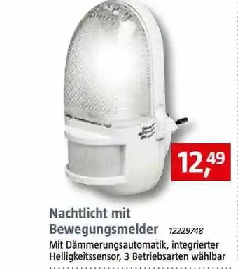 Bauhaus Nachtlicht mit bewegungsmelder Angebot