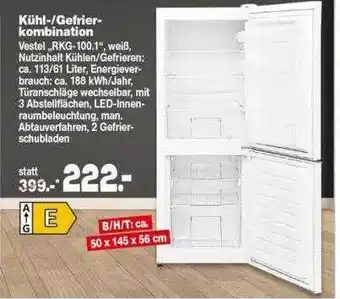 Repo Markt Kühl- gefrierkombination vestel rkg-100.1 Angebot