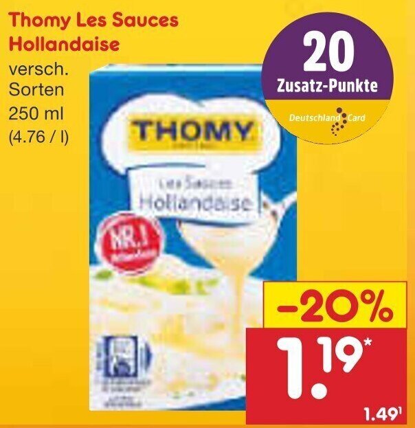 Thomy Les Sauces Hollandaise 250 ml Angebot bei Netto MarkenDiscount
