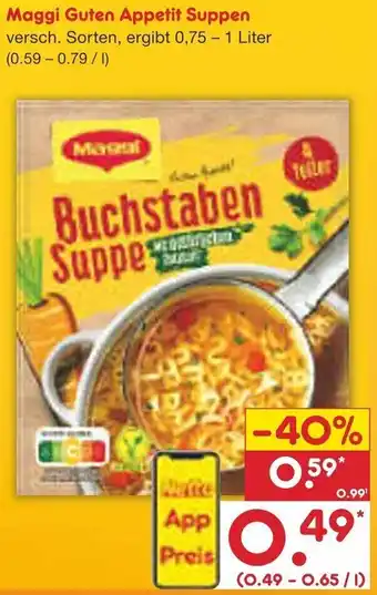 Netto Marken-Discount Maggi Guten Appetit Suppen 0,75-1 Liter Angebot