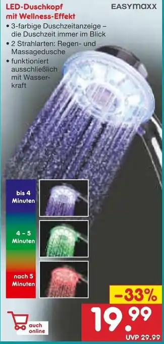 Netto Marken-Discount Easymaxx LED Duschkopf mit Wellness Effekt Angebot