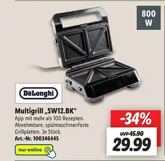 Lidl Multigrill „sw12.bk” delonghi Angebot