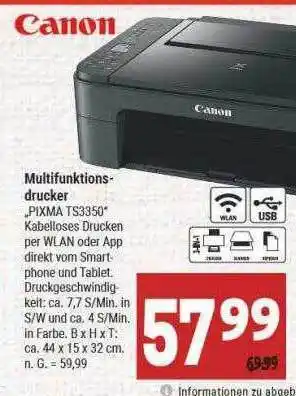 Marktkauf Canon multifunktions drucker „pixma ts3350“ Angebot