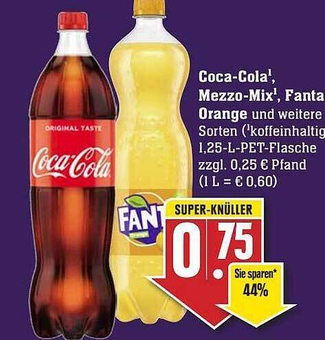 Coca-cola, mezzo-mix, fanta orange Angebot bei Scheck-in-Center