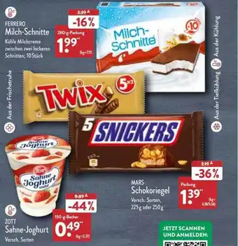 Aldi Nord Ferrero milch-schnitte, mars schokoriegel oder zott sahne-joghurt Angebot