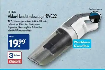 Aldi Nord Quigg akku-handstaubsauger rvc22 Angebot