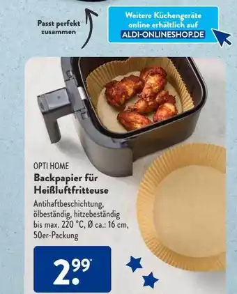 Aldi Süd Opti home backpapier für heißluftfritteuse Angebot