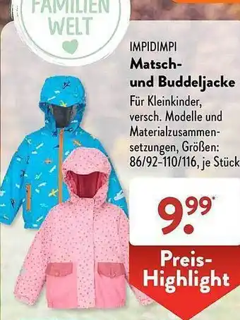 Aldi Süd Impidimpi matsch- und buddeljacke Angebot