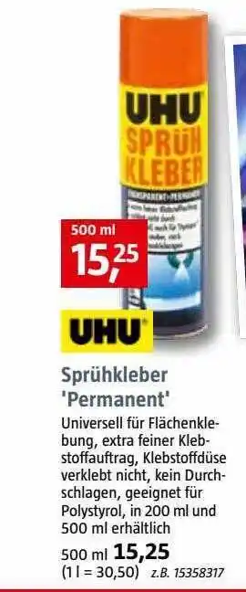 Bauhaus Uhu sprühkleber 'permanent' Angebot