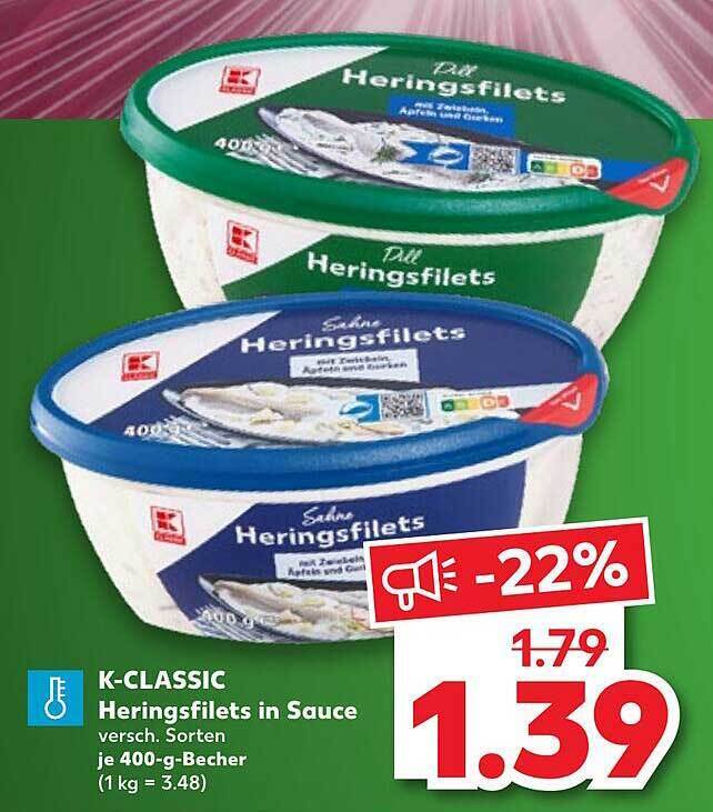 Kclassic heringsfilets in sauce Angebot bei Kaufland