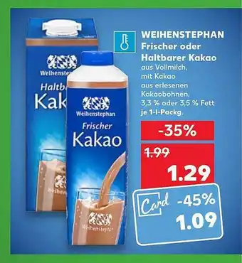 Kaufland Weihenstephan frischer oder haltbarer kakao Angebot