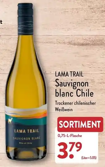 Aldi Nord Lama Trail Sauvignon blanc Chile 0,75 L Flasche Angebot