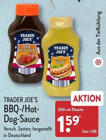 Aldi Nord Trader Joe's BBQ/Hot Dog Sauce 500 ml Flasche Angebot