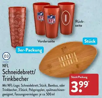 Aldi Nord NFL Schneidebrett/Trinkbecher Angebot