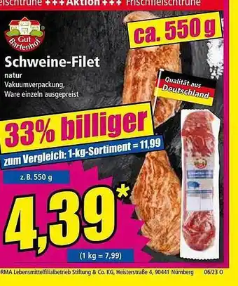 Norma Gut langenhof schweine-filet Angebot