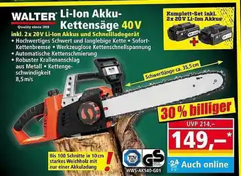 Norma Walter li-ion akku-kettensäge 40 v Angebot